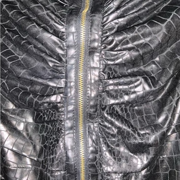 Forever 21: Black Faux Croc Print Zip Front Tube Dress | Size M - Picture 8 of 8